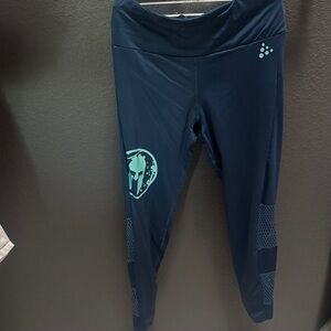 Spartan Craft Navy Blue Leggings with side mesh and cinch tie.